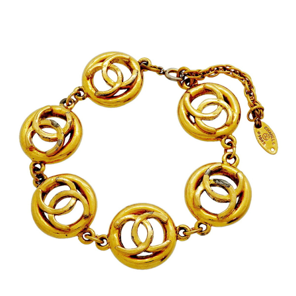Chanel Bracelet, Coco Mark Circle, GP Plated Gold, Women's OP022011